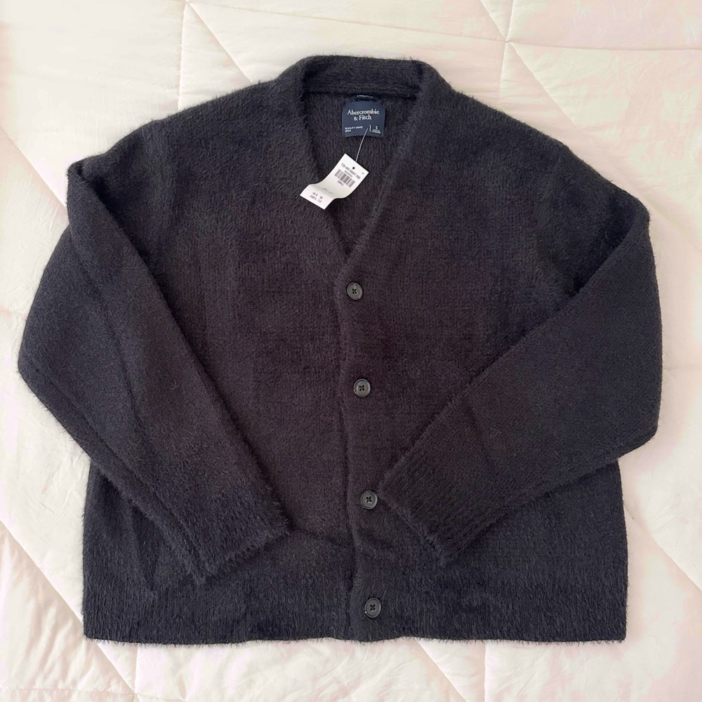 Abercrombie & Fitch Men's Charcoal Cardigan Sweater